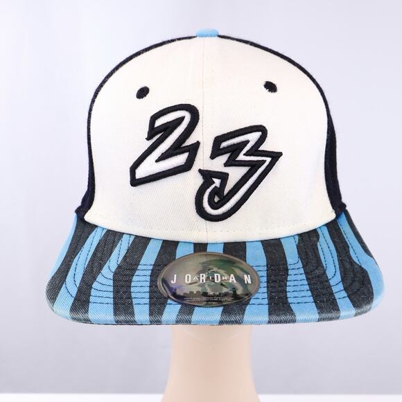 Jordan Other - Air Jordan 23‎ Snapback Hat Black White Blue Zebra Stripe Flat Brim Cap One Size